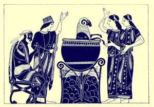 Medea Boiling the Ram, illustration från grekiska vassmålningar av J. E. Harrison och D. S. MacColl, publicerad 1894 (digitalt förbättrad bild)