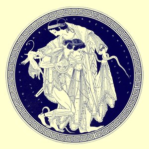 Peleus och Thetis, illustration från grekiska vasmålningar av J. E. Harrison och D. S. MacColl, publicerad 1894 (digitalt förbättrad bild)