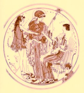 Theseus and Amphitrite, illustration från grekiska vassmålningar av J. E. Harrison och D. S. MacColl, publicerad 1894 (digitalt förbättrad bild) av after English School