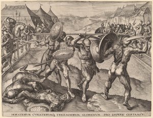 Slaget vid Horatii och Curiatii av after Frans Floris I