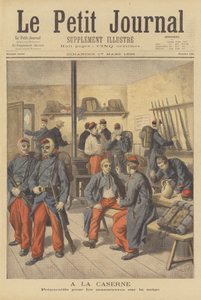 Franska soldater i deras baracker av after Frederic Theodore Lix