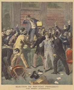 Oregerliga scener när franska parlamentariker diskuterar valet av en ny president av after Frederic Theodore Lix
