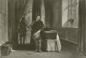 Cromwell tittade på Charles I:s kropp, en skugga rörde sig över hans panna av after George Cattermole