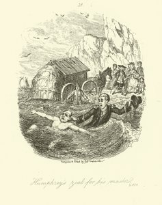 Illustration för Humphry Clinker av Tobias Smollett av after George Cruikshank