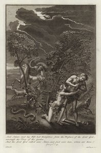 Adam och Eva, syndafallet av after Gerard Hoet