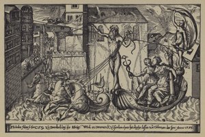 Fyrverkerier på slottet av markgreven av Brandenburg vid Colln vid floden Spree med anledning av besöket av kung Christian IV av Danmark, 10 oktober 1595