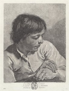 En ung man med händerna i kors av after Giovanni Battista Piazzetta Pietro Scattaglia and Innocente Alessandri