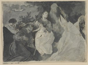 Madonna och barn med heliga av after Giuseppe Bazzani