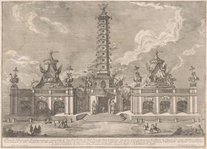Seconda Macchina för Kina 1758: Porslinstornet i Nanjing av after Giuseppe Palazzi attritbuted to Giuseppe Pozzi after Paolo Posi