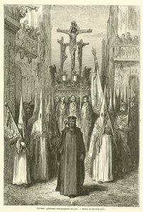 Brödraskap (bottfärdiga) som åtföljer ett steg av Gustave after Dore