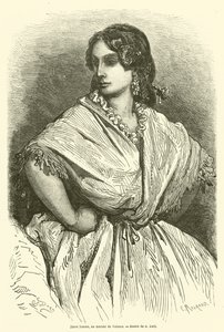Ung kvinna på Valencia-marknaden av Gustave after Dore