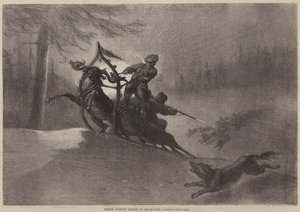 Lapland Peasants pursued by Wolves  av Gustave after Dore