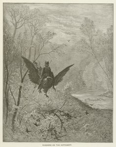 Ruggiero på Hippogriffen av Gustave after Dore