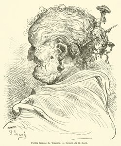 Gammal kvinna från Valencia av Gustave after Dore