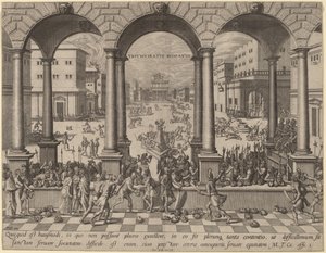 Massakern under det romerska triumviratet av after Hans Vredeman de Vries