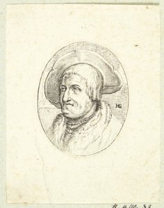 Fantasy porträtt av gammal man med hatt av after Hendrick Goltzius