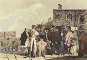 folk i london av after Henri Bonaventure Monnier