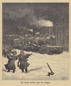 Ett tåg stannade vid snön av after Henri Meyer