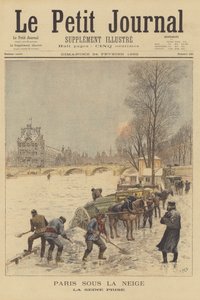 Paris under snön. Den frusna floden Seine