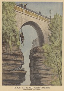 Räddning av ett självmordsförsök vid bron i Parc des Buttes-Chaumont, Paris