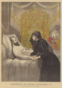 Tsar Alexander III av Ryssland på sin dödsbädd av after Henri Meyer