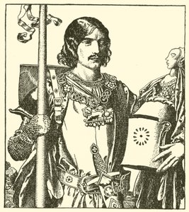 Sir Launcelot av sjön av after Howard Pyle