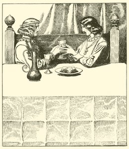 Sir Tristram sitter med Sir Launcelot av after Howard Pyle