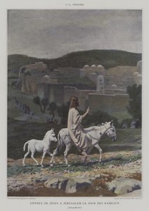 Detalj från Entree de Jesus a Jerusalem le Jour des Palmeaux (Kristus kommer in i Jerusalem på palmsöndagen)
