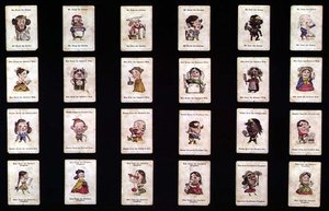 Happy Families, kortspel, baserat på design av John Tenniel, c.1860 (handfärgad litho)