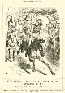 The Derby, 1867, Dizzy vinner med Reform Bill av after John Tenniel