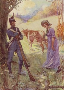 Laura Secord körde en ko före henne och passerade American Sentries av after Joseph Ratcliffe Skelton