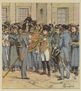 Farväl av Napoleon till hans garde i Fontainebleau av after Louis Charles Bombled