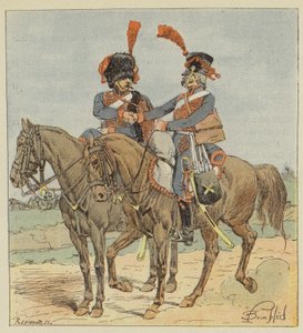 Vakt- och linjehästartilleri av after Louis Charles Bombled