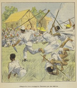 Attack av två Hausa-kompanier av rebellerna av after Louis Charles Bombled