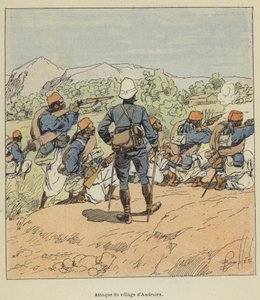Attack mot byn Andratra av after Louis Charles Bombled