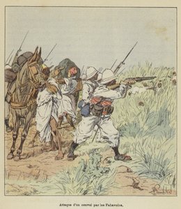 Attack på en konvoj av Fahavolos av after Louis Charles Bombled