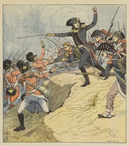 Bonaparte sårad i Toulon av after Louis Charles Bombled