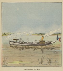 Ångbåt på Ikopa av after Louis Charles Bombled