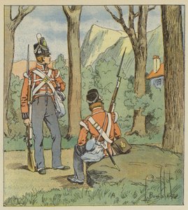 Det var därifrån som de två engelska soldaterna hade tagit upp en post för att titta på oss. av after Louis Charles Bombled