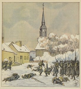 Strid av den 62:a och 37:e marschen i byn Change av after Louis Charles Bombled