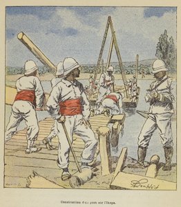 Konstruktion dun pont sur lIkopa av after Louis Charles Bombled