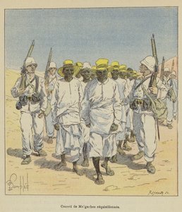 Konvoj av rekvirerade Malagasy av after Louis Charles Bombled