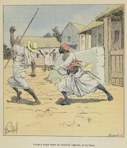 Kropp mot kropp mellan en algerisk tirailleur och en hova av after Louis Charles Bombled