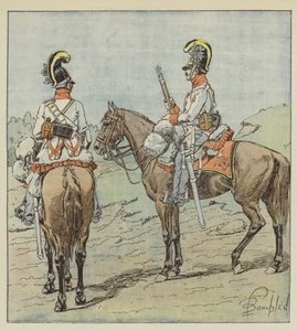 Utvalda österrikiska dragoner av after Louis Charles Bombled