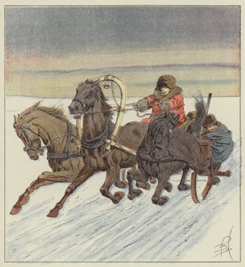 I trojka på Baikal av after Louis Charles Bombled