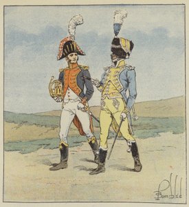 Kejserliga gardet, musiker från 1:a och 2:a grenadjärregementena av after Louis Charles Bombled