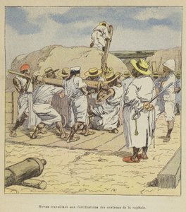 Hovas arbetar på befästningarna runt huvudstaden av after Louis Charles Bombled