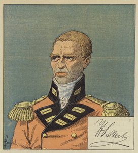 Hudson Lowe från en teckning i Bibliotheque Nationale, Lowes signatur av after Louis Charles Bombled
