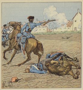 Preussiska husarer attackerar en by