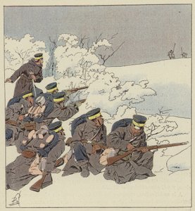 Japanskt infanteri i fältklänning på vintern av after Louis Charles Bombled